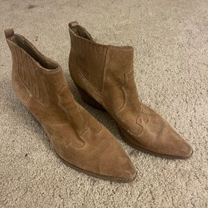 Sam Edelman Suede Pointed-Toe Ankle Booties in Brown